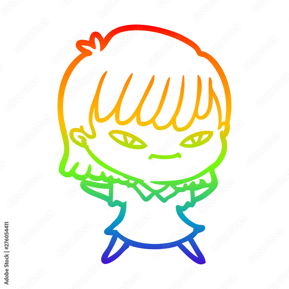 rainbow gradient line drawing cartoon woman rainbow gradient line drawing cartoon woman