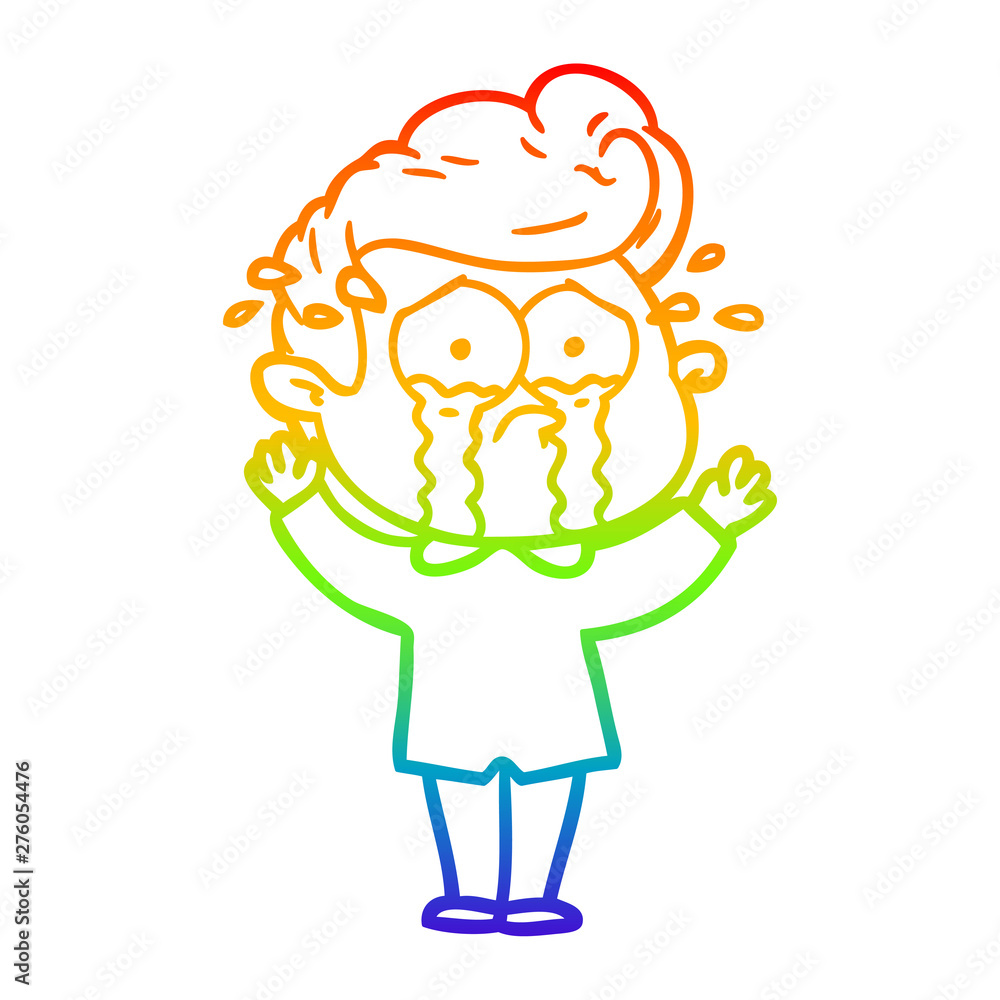 rainbow gradient line drawing cartoon crying man rainbow gradient line drawing cartoon crying man