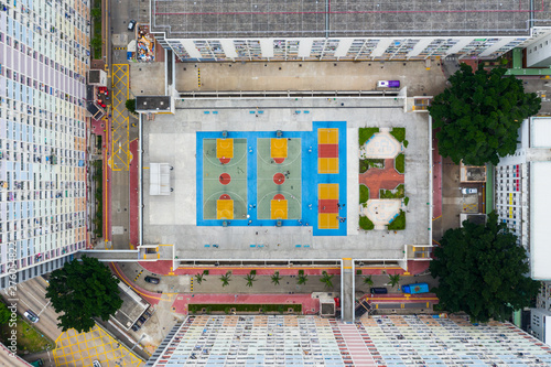 Top view of famous public estate in Hong Kong, Choi Hung estate