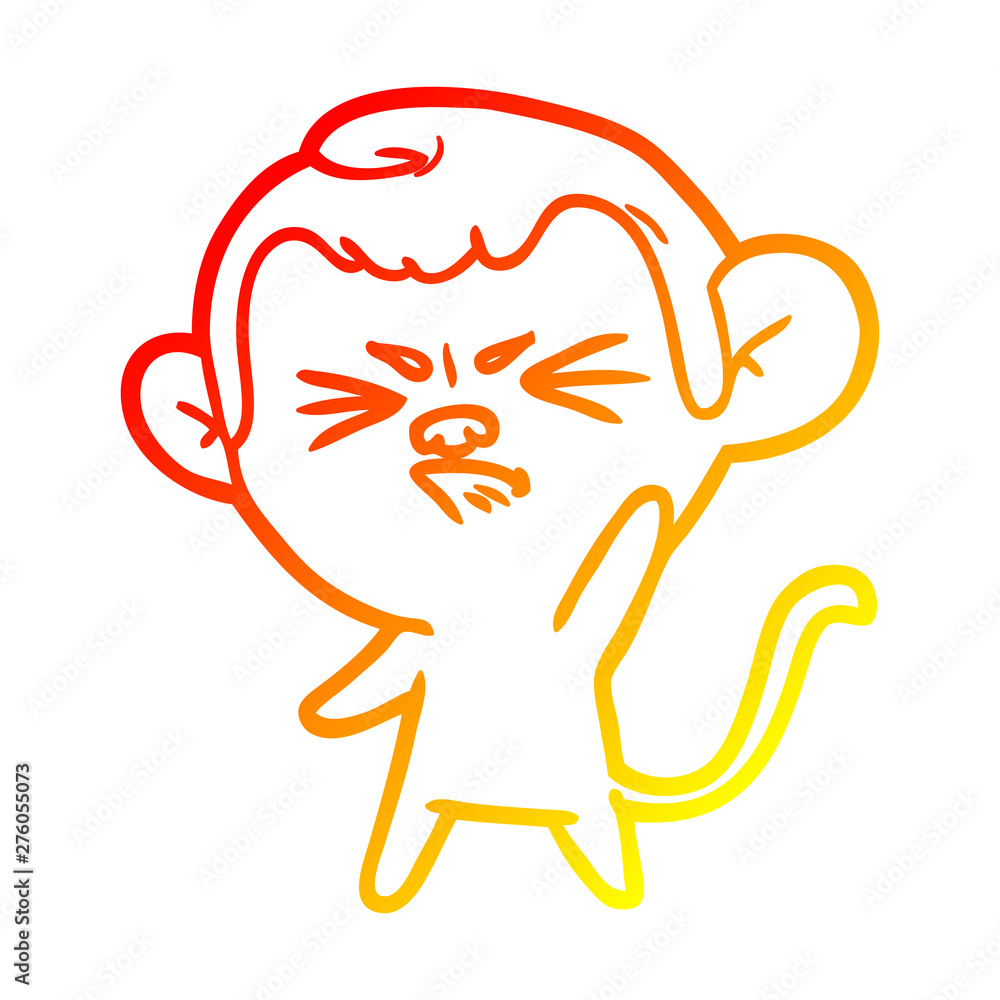 warm gradient line drawing cartoon annoyed monkey warm gradient line drawing cartoon annoyed monkey