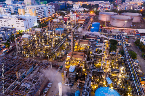 Wallpaper Mural Top view of Hong Kong industrial factory plant at night Torontodigital.ca