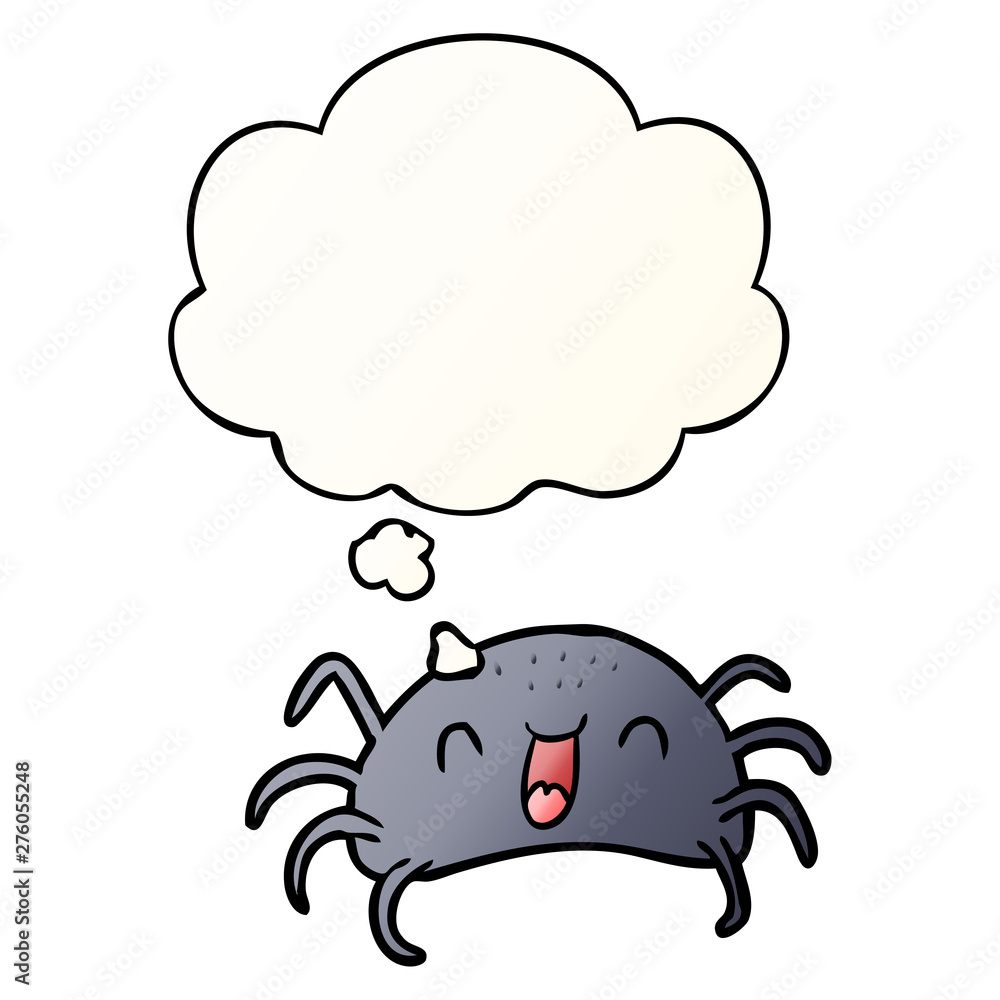 cartoon spider and thought bubble in smooth gradient style cartoon spider and thought bubble in smooth gradient style