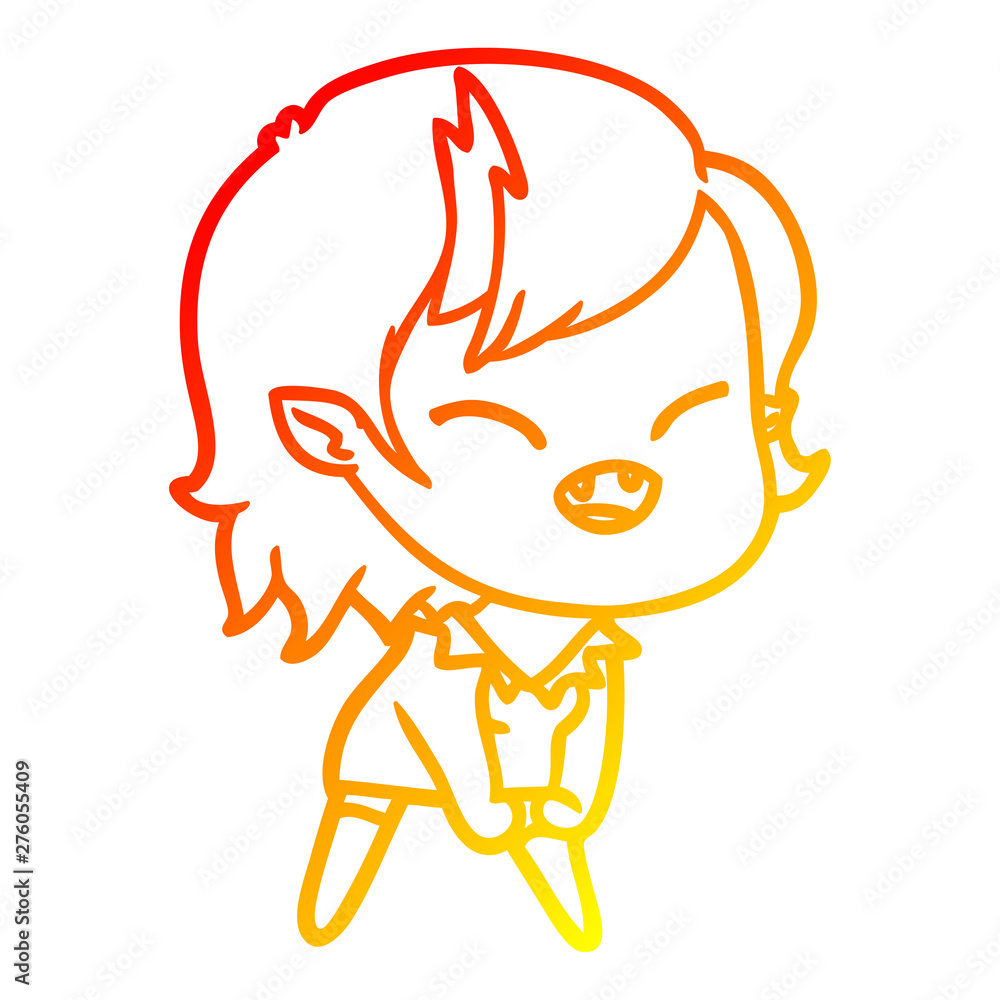 warm gradient line drawing cartoon laughing vampire girl warm gradient line drawing cartoon laughing vampire girl