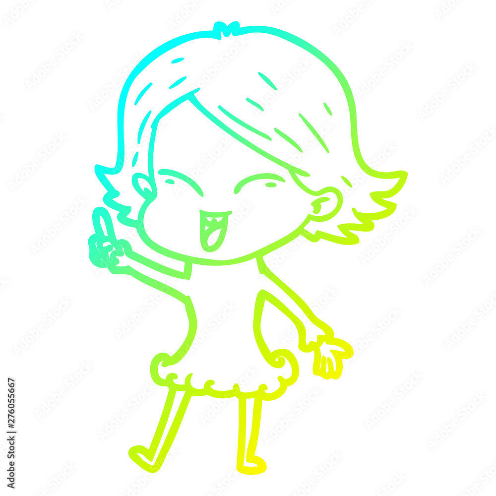 cold gradient line drawing happy cartoon girl cold gradient line drawing happy cartoon girl