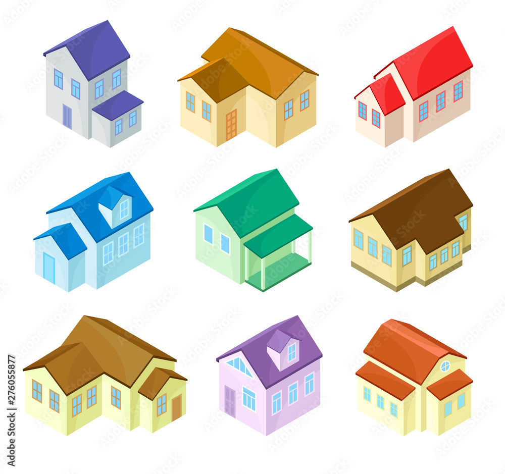Set of modern homes. Vector illustration on white background. Set of modern homes. Vector illustration on white background.