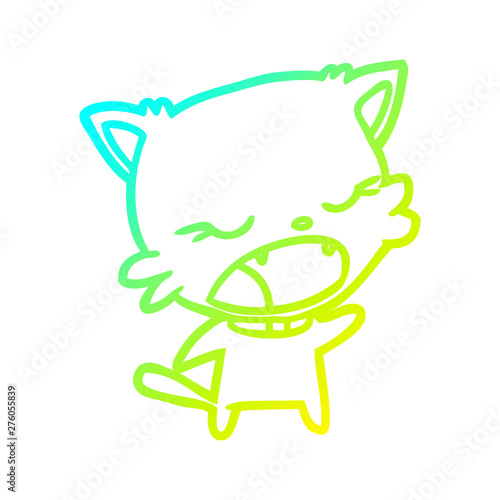 cold gradient line drawing cute cat talking
