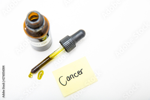 Slika na platnu CBD oil (Cannabidiol) is a natural alternative and adjuvant treatment for cancer, improving health, sleep, relieve pain