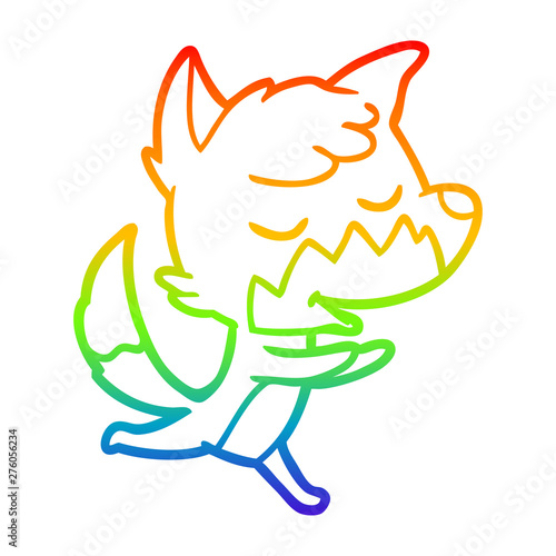 rainbow gradient line drawing friendly cartoon fox running