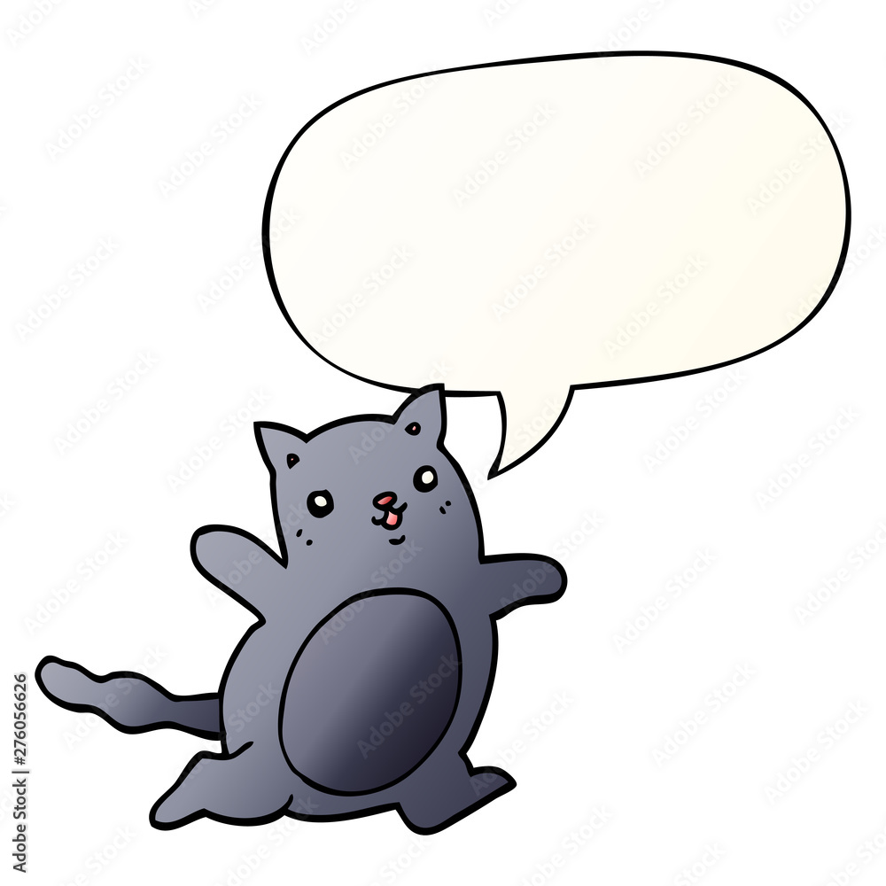 cartoon cat and speech bubble in smooth gradient style cartoon cat and speech bubble in smooth gradient style