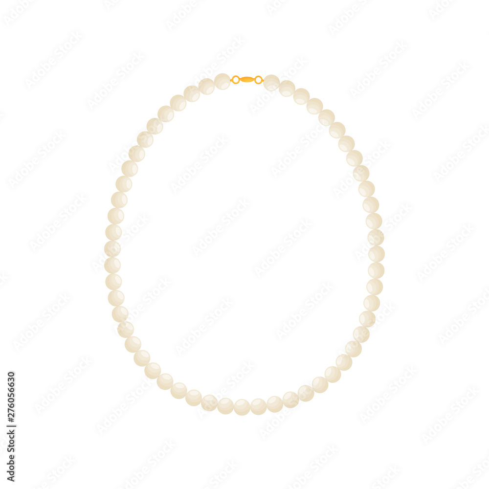 Necklace with a golden clasp of pearls. Vector illustration on white background. Necklace with a golden clasp of pearls. Vector illustration on white background.