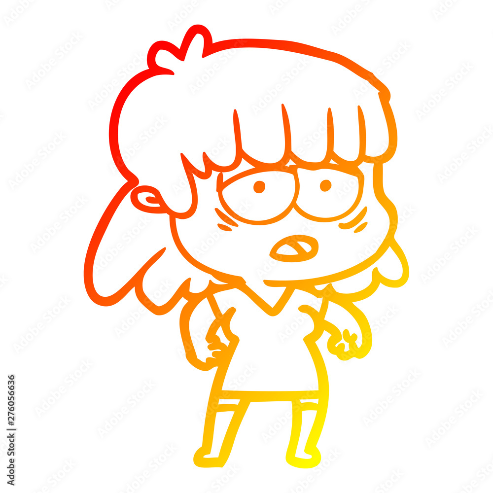 warm gradient line drawing cartoon tired woman warm gradient line drawing cartoon tired woman