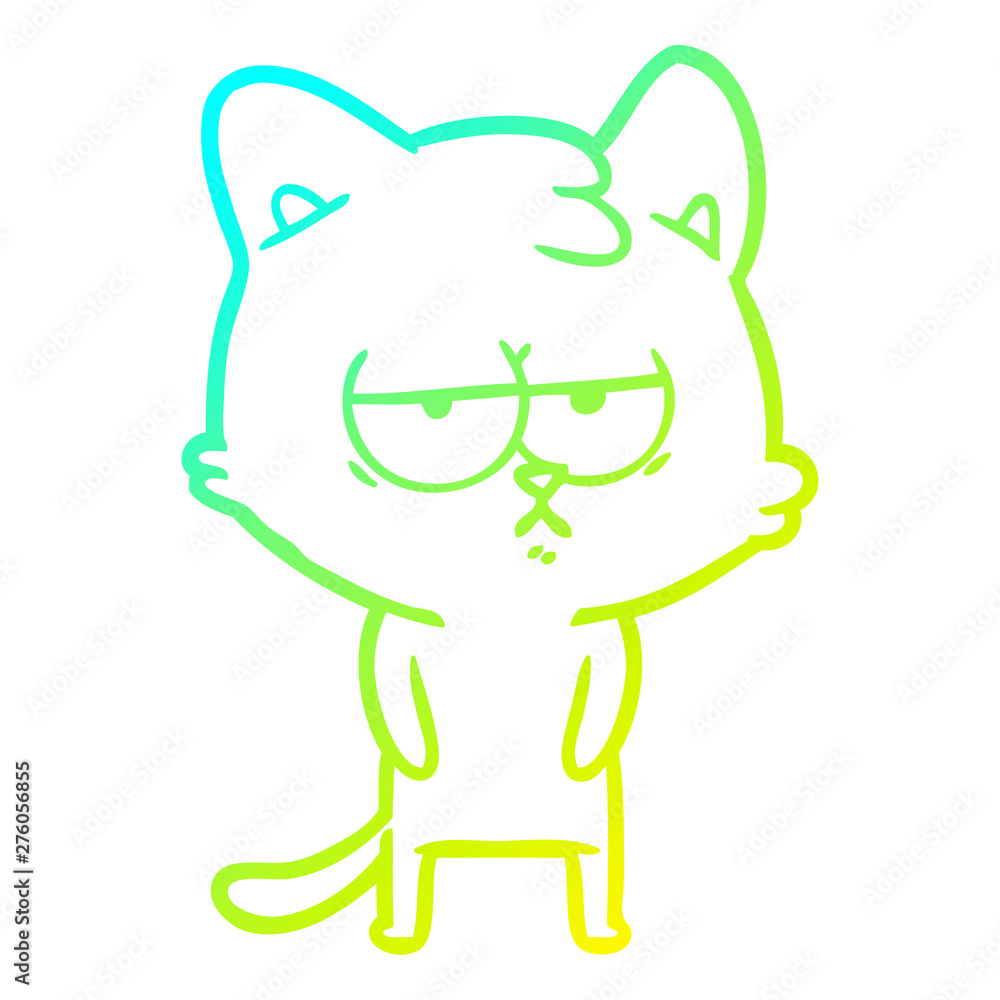 cold gradient line drawing bored cartoon cat cold gradient line drawing bored cartoon cat
