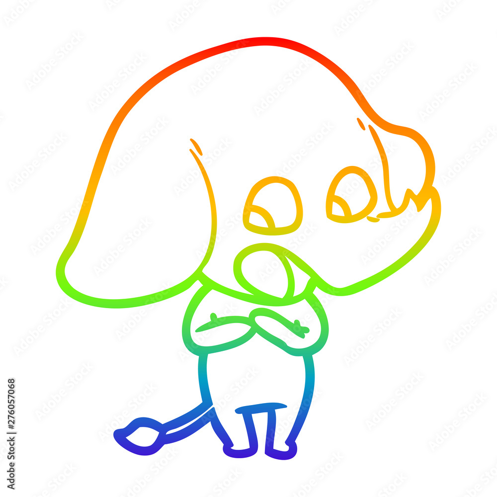 rainbow gradient line drawing cute cartoon elephant rainbow gradient line drawing cute cartoon elephant