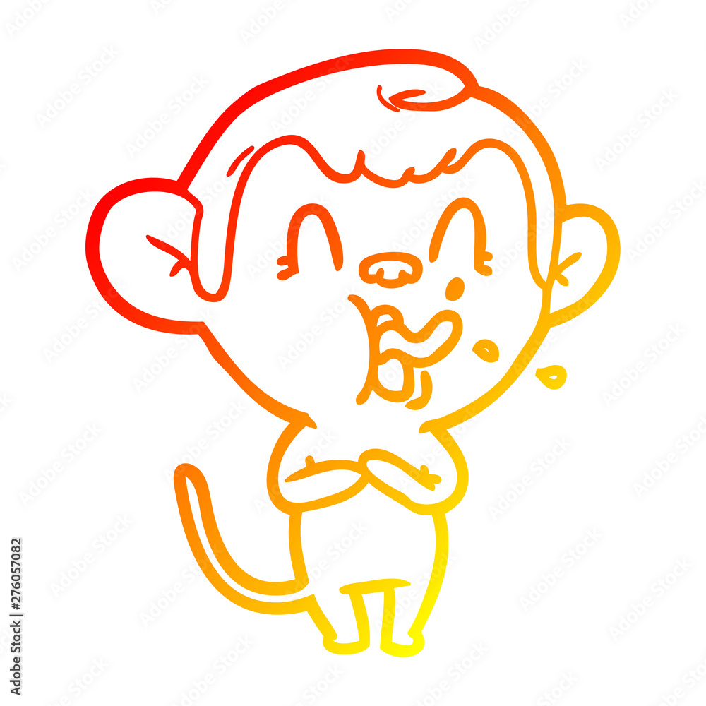 warm gradient line drawing crazy cartoon monkey warm gradient line drawing crazy cartoon monkey