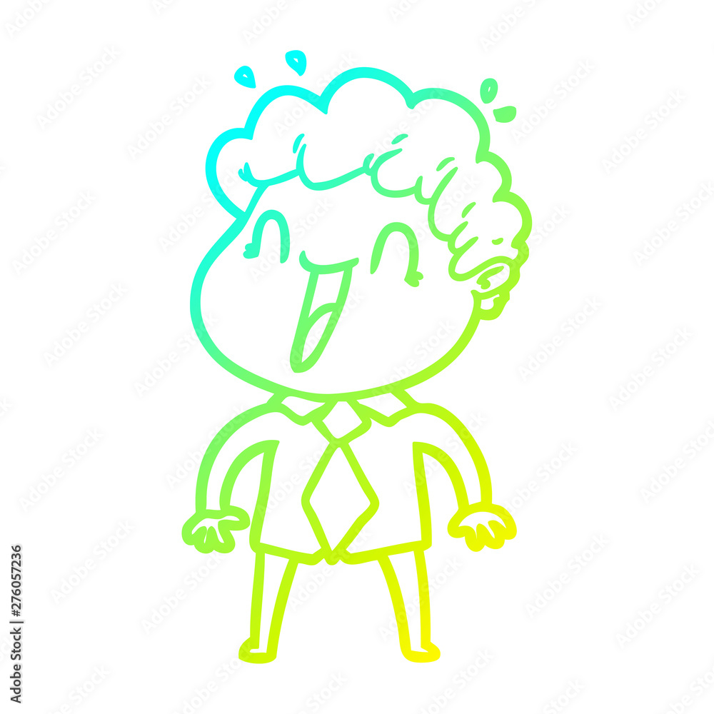 cold gradient line drawing cartoon happy man cold gradient line drawing cartoon happy man