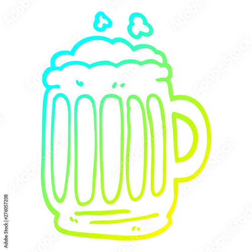cold gradient line drawing cartoon tankard of beer