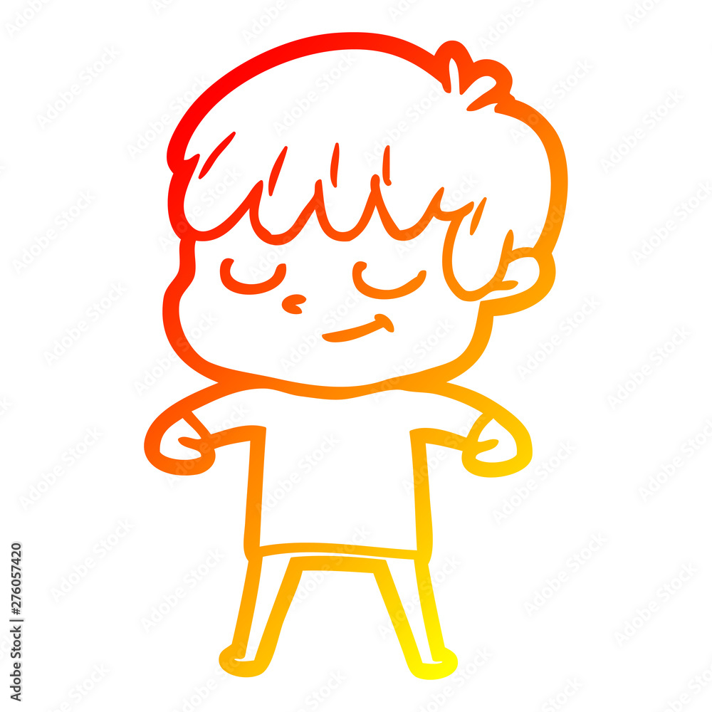 warm gradient line drawing cartoon happy boy warm gradient line drawing cartoon happy boy