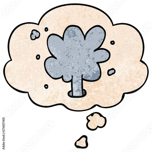 cartoon spouting water and thought bubble in grunge texture pattern style