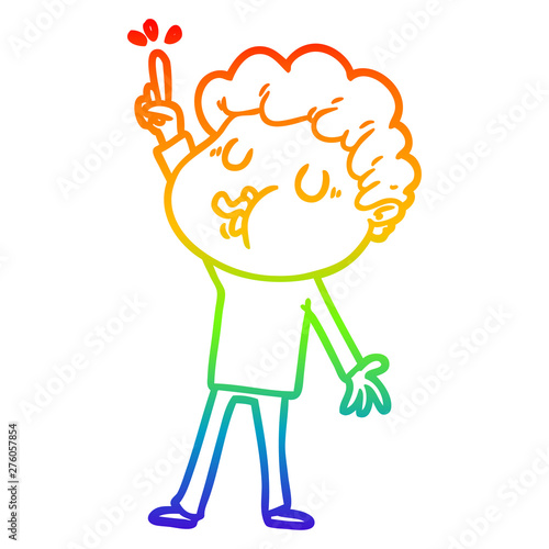 rainbow gradient line drawing cartoon man singing
