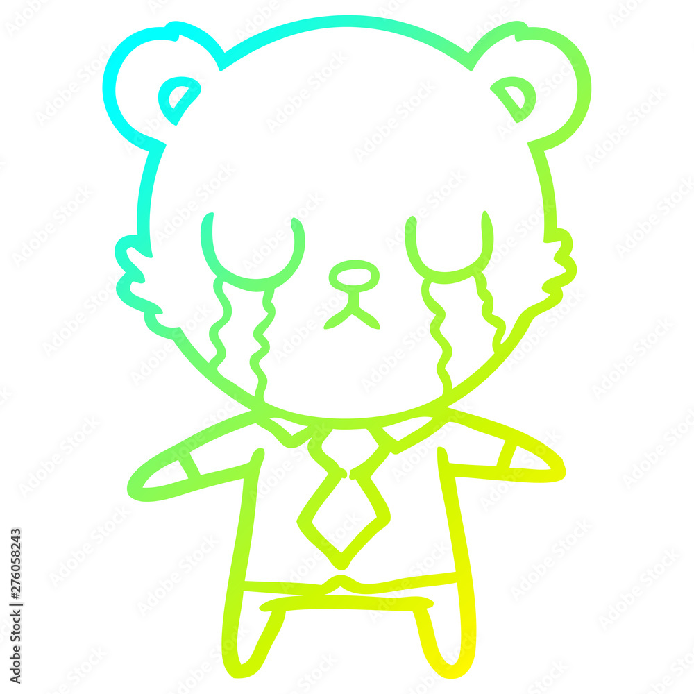 cold gradient line drawing crying cartoon bear cold gradient line drawing crying cartoon bear