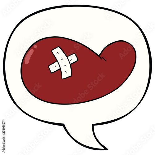 cartoon injured gall bladder and speech bubble