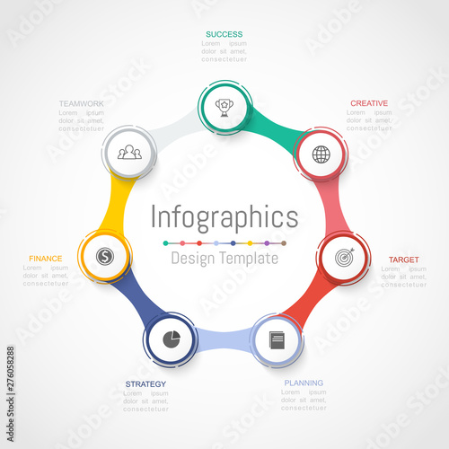 Infographic design elements for your business data with 7 options, parts, steps, timelines or processes. Vector Illustration.