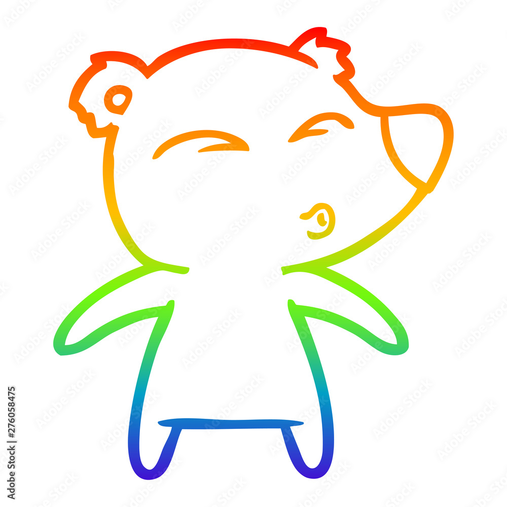 rainbow gradient line drawing cartoon whistling bear rainbow gradient line drawing cartoon whistling bear