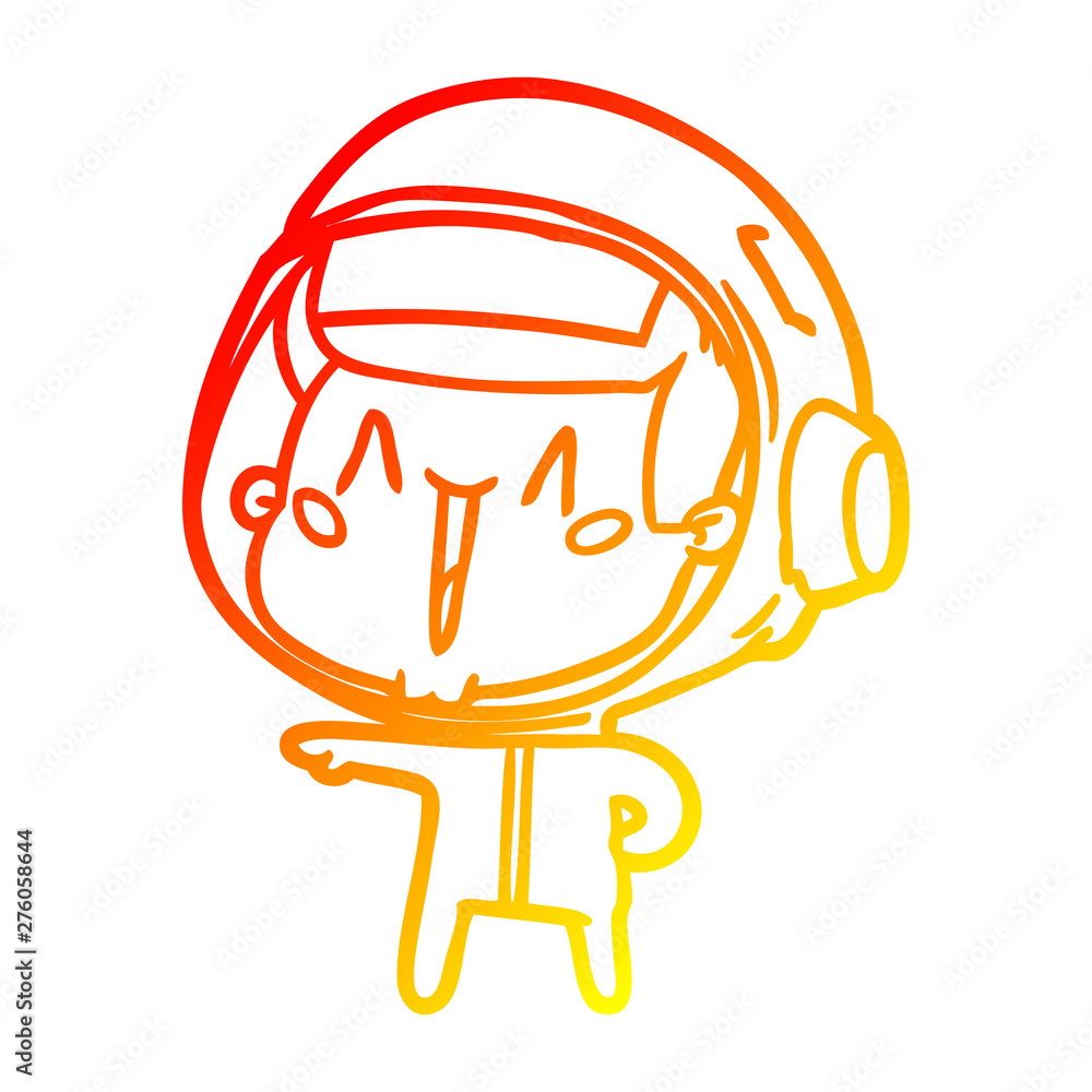 warm gradient line drawing happy cartoon astronaut pointing warm gradient line drawing happy cartoon astronaut pointing