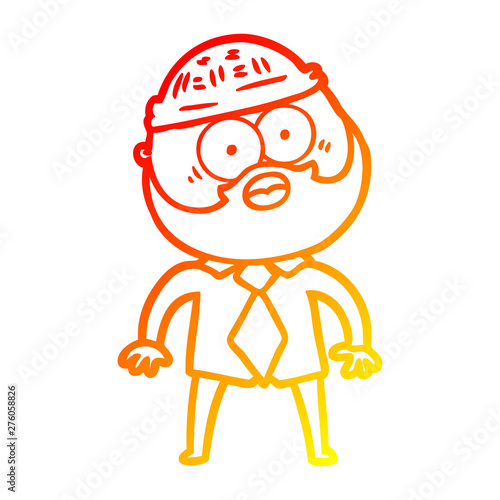 warm gradient line drawing cartoon bearded man