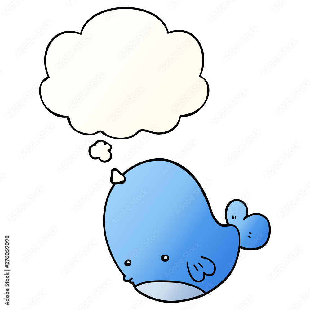 cartoon whale and thought bubble in smooth gradient style cartoon whale and thought bubble in smooth gradient style