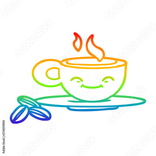 rainbow gradient line drawing cartoon espresso mug