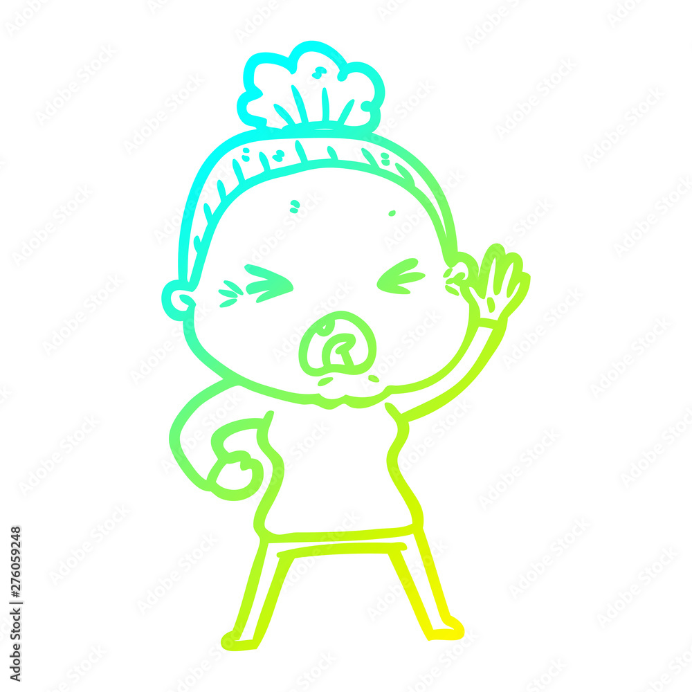 cold gradient line drawing cartoon angry old woman cold gradient line drawing cartoon angry old woman