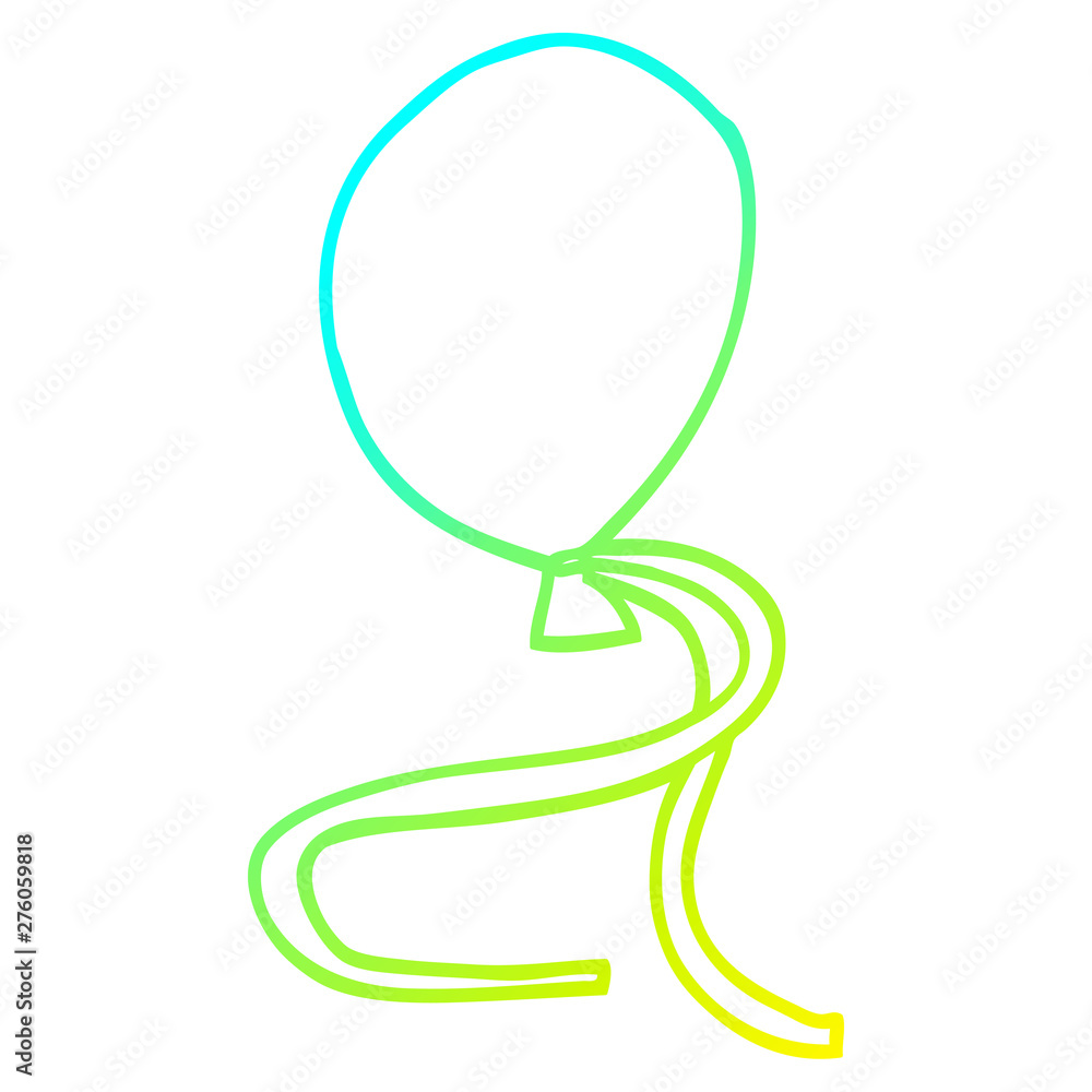 Obraz premium cold gradient line drawing cartoon red balloon