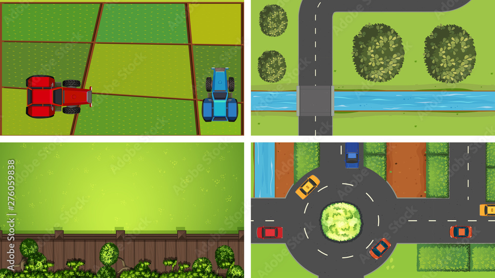 Naklejka premium Set of aerial scenes