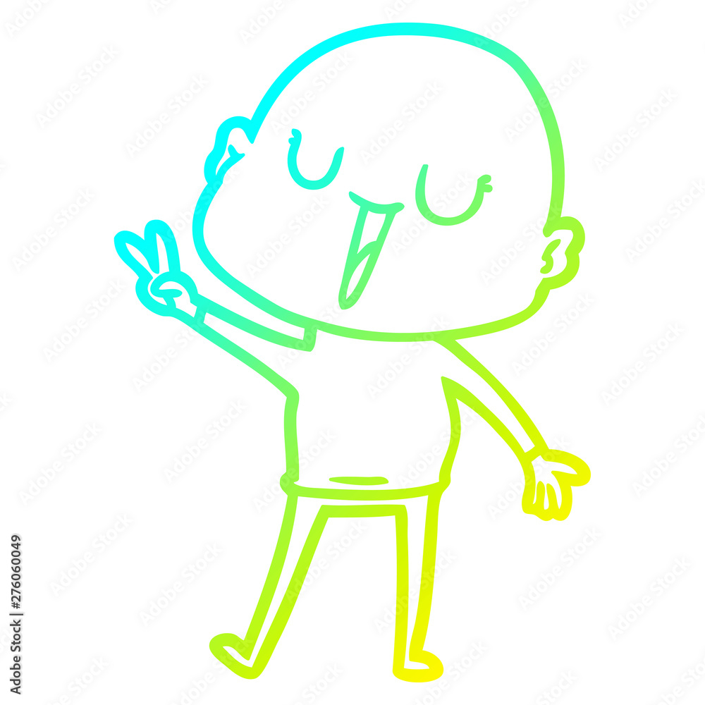 cold gradient line drawing happy cartoon bald man cold gradient line drawing happy cartoon bald man