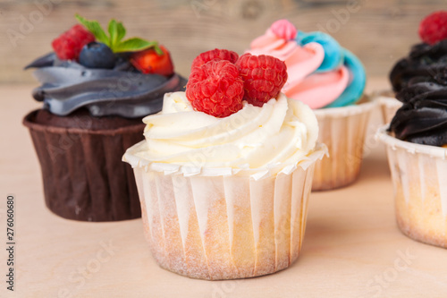colorful cupcakes with different Tastes. Small beautifull cakes