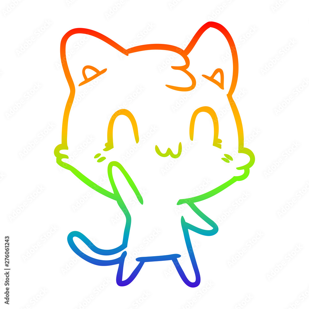 rainbow gradient line drawing cartoon happy cat rainbow gradient line drawing cartoon happy cat