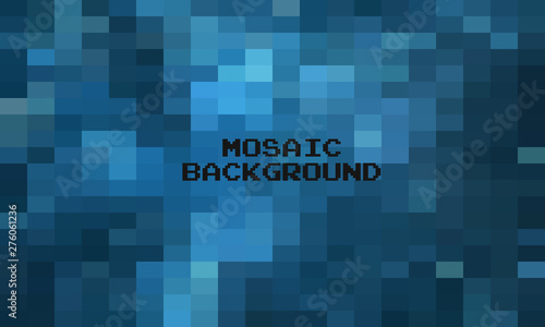 Abstract Dark Blue geometric Background, Creative Design Templates. Pixel art Grid Mosaic, 8 bit vector background.