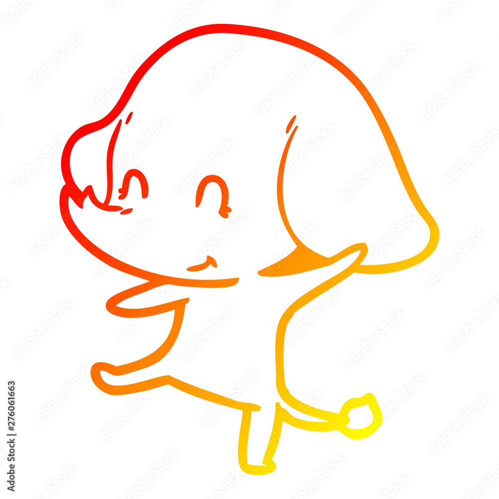 Obraz premium warm gradient line drawing cute cartoon elephant