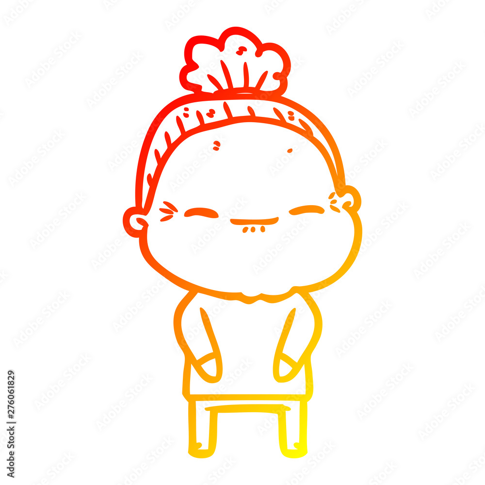 warm gradient line drawing cartoon peaceful old woman warm gradient line drawing cartoon peaceful old woman