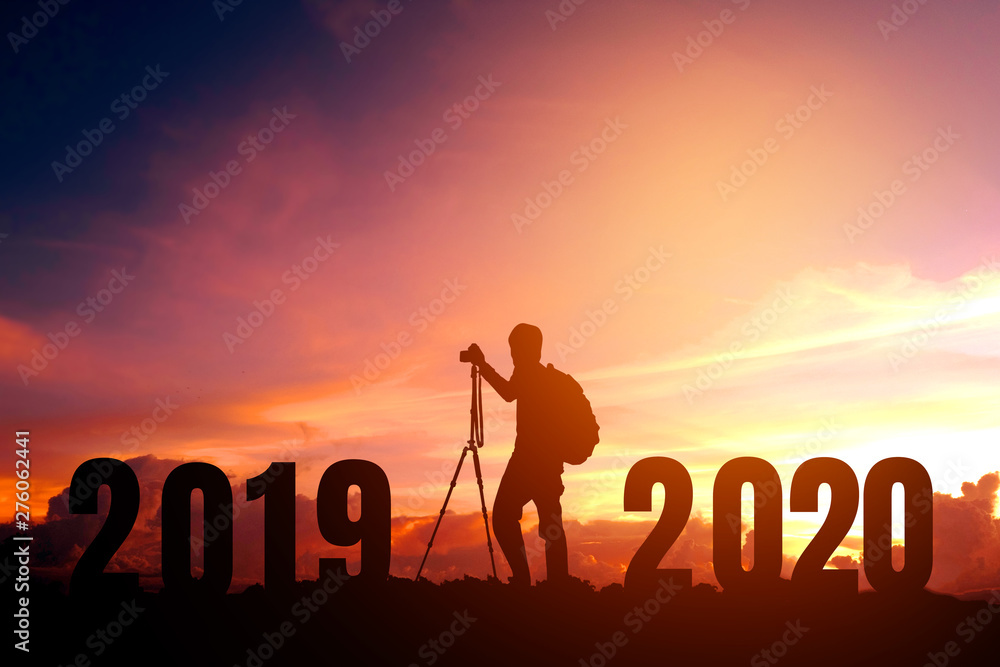 Silhouette young photography Happy for 2020 new year Silhouette young photography Happy for 2020 new year