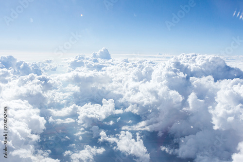 Canvas Print Clouds and sky from airplane window view