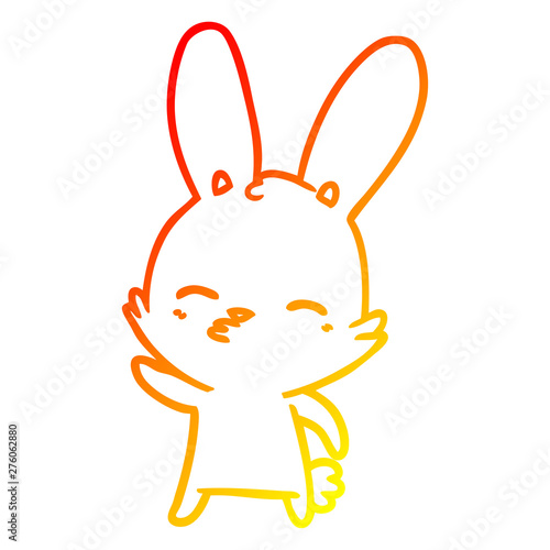 warm gradient line drawing curious bunny cartoon