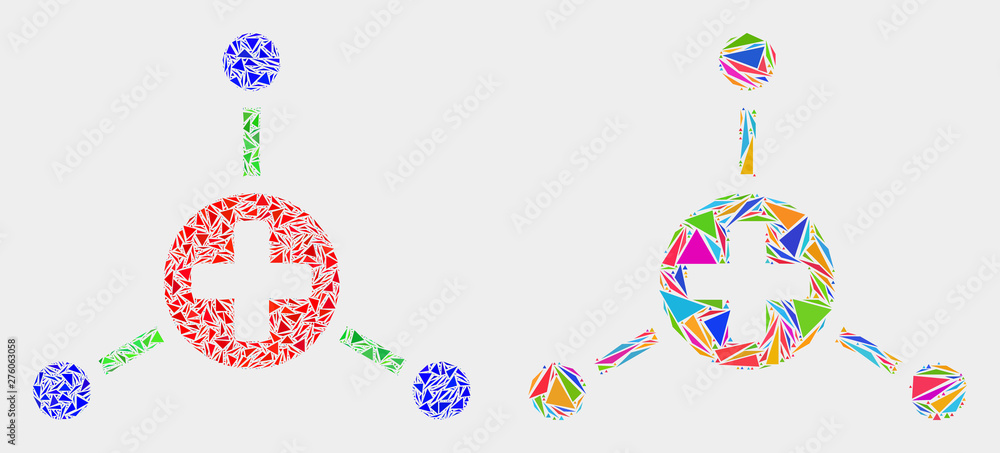 Medical center links collage icon of triangle items which have various sizes and shapes and colors. Geometric abstract vector illustration of medical center links. Medical center links collage icon of triangle items which have various sizes and shapes and colors. Geometric abstract vector illustration of medical center links.