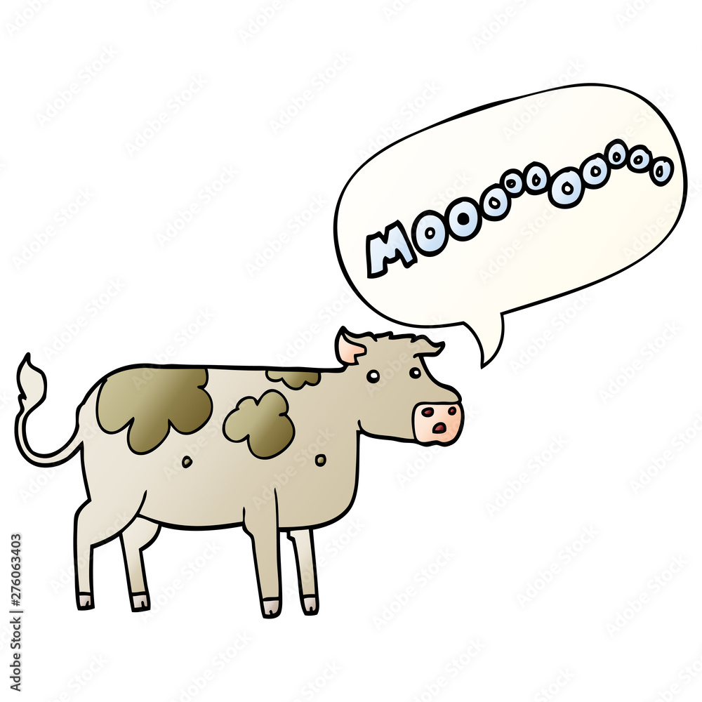 cartoon cow and speech bubble in smooth gradient style cartoon cow and speech bubble in smooth gradient style