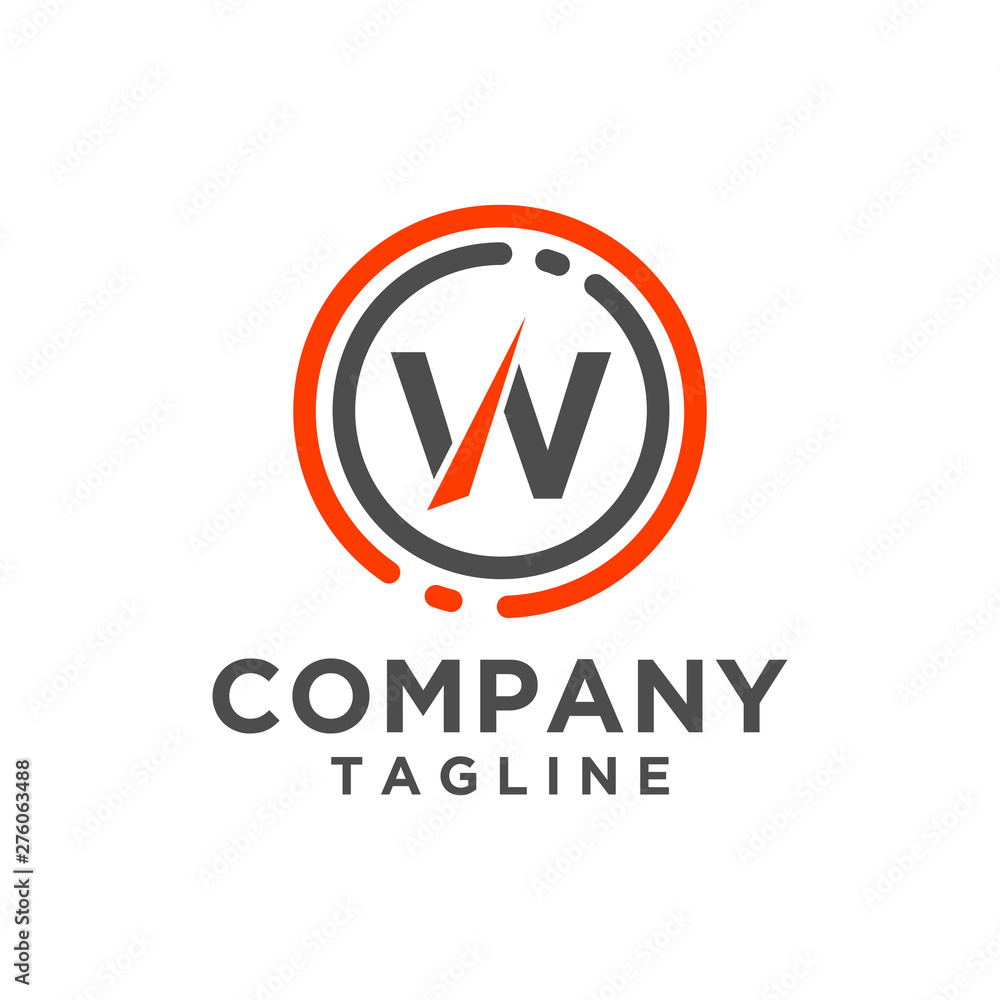 Letter logo design vector icon with circle line. Minimalist style