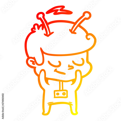 warm gradient line drawing shy cartoon spaceman