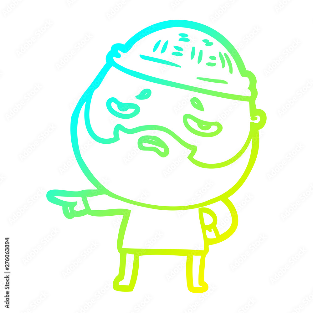 cold gradient line drawing cartoon worried man with beard cold gradient line drawing cartoon worried man with beard