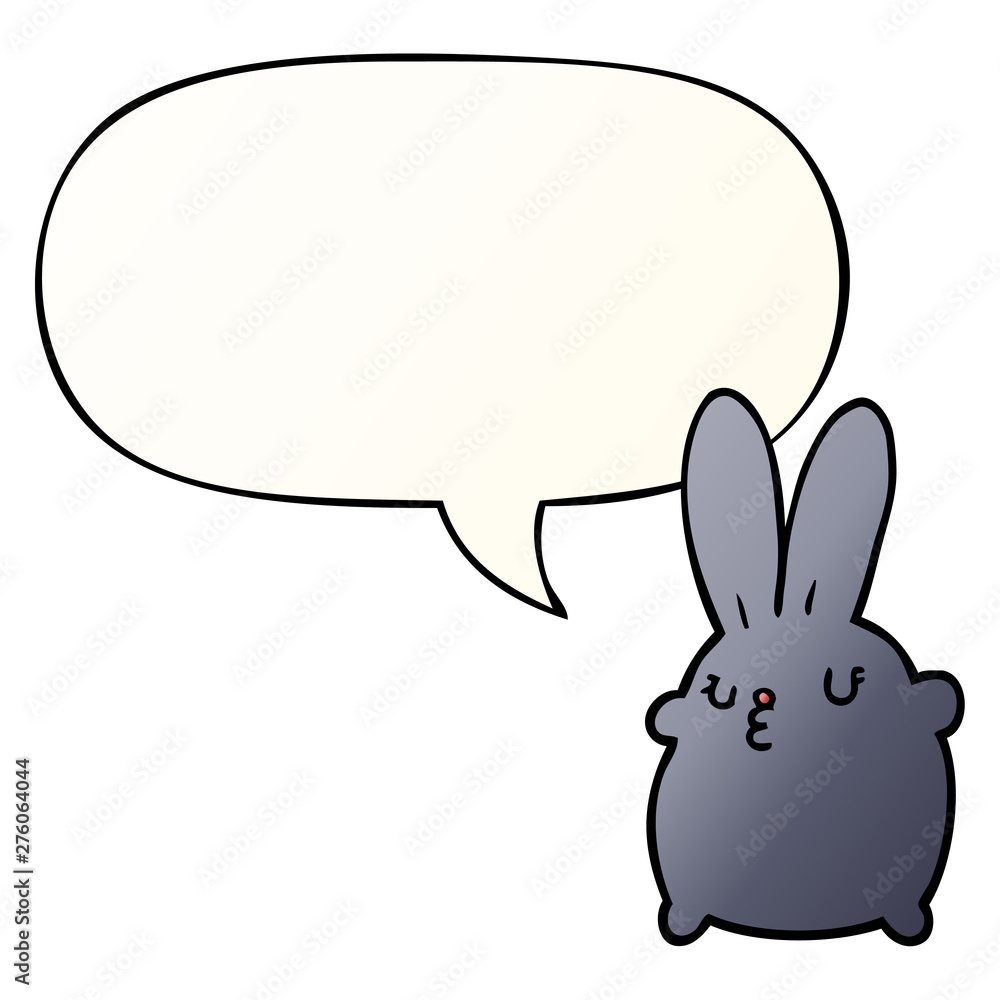 cute cartoon rabbit and speech bubble in smooth gradient style cute cartoon rabbit and speech bubble in smooth gradient style