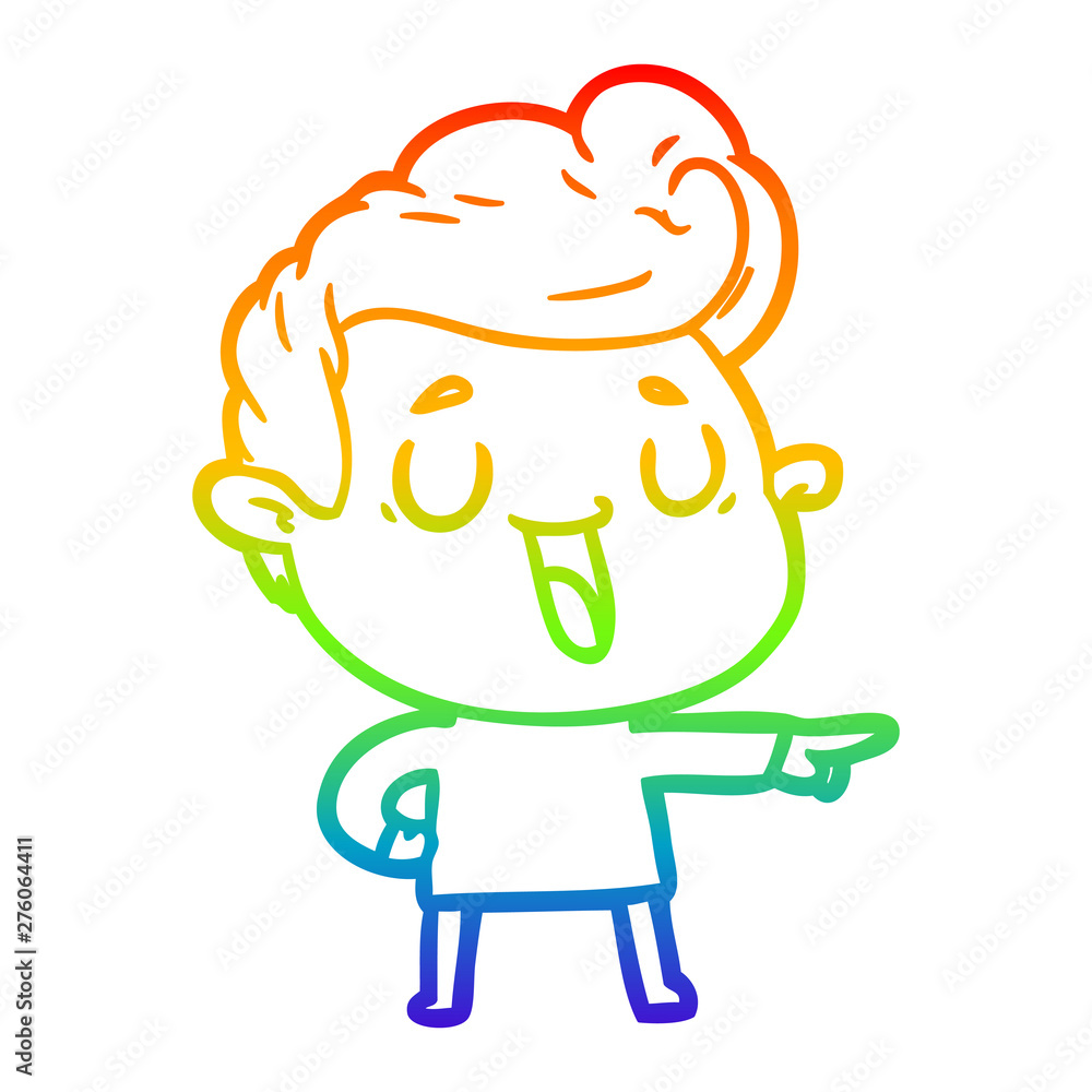 rainbow gradient line drawing happy cartoon man rainbow gradient line drawing happy cartoon man